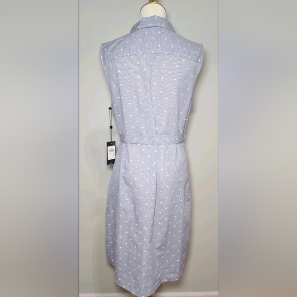 Tommy Hilfiger Women's Shirt Dress Sleeveless Dutch Blue Pockets COTTON Size 10 - Picture 4 of 5